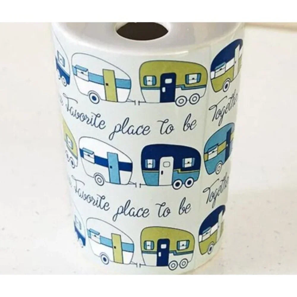 Our Favorite Place is Together Camper Toothbrush Holder Retro Style Trailers NEW